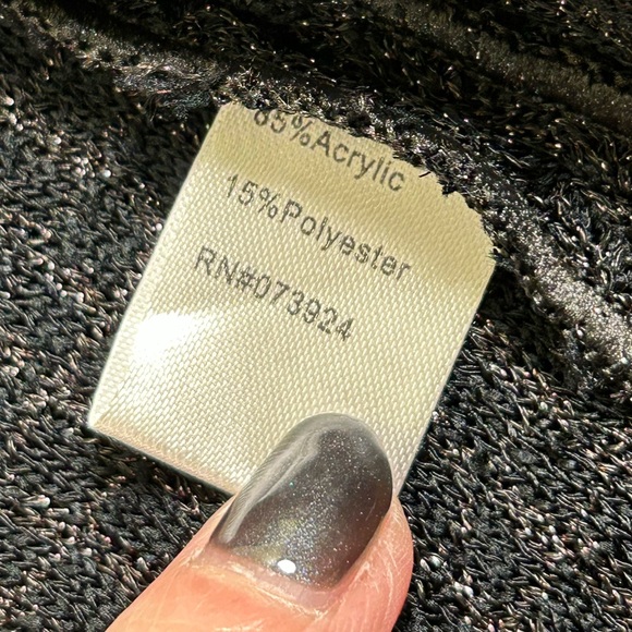MING WANG Knit Jacket Black Rhinestone Metallic XS Cocktail Glam Embellished - Picture 11 of 15